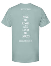 Load image into Gallery viewer, Dusty Blue &#39;All Hail King Jesus&#39; Tee